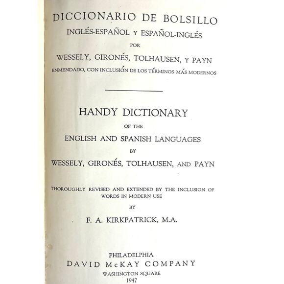 Vintage 1947 New Handy Spanish English & English Spanish Dictionary McKay Hardco - Picture 5 of 7